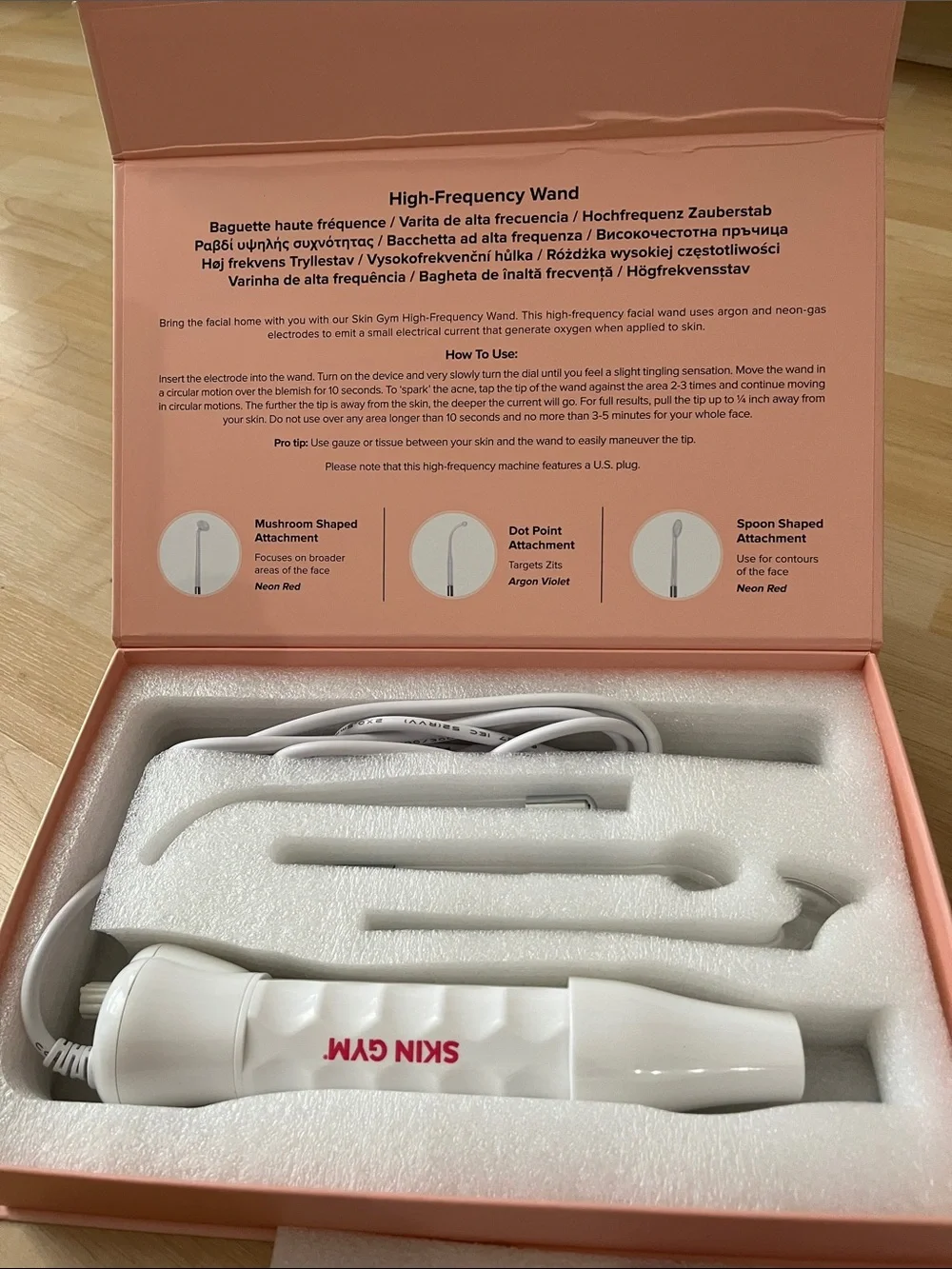 Skin Gym High-Frequency Wand in Pink - Acne & Blemish Treatment